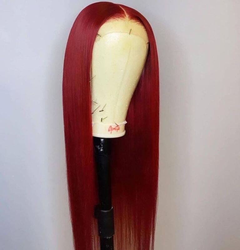 Straight Red Lace Front Wigs 100% Virgin Human Hair with Baby Hair
