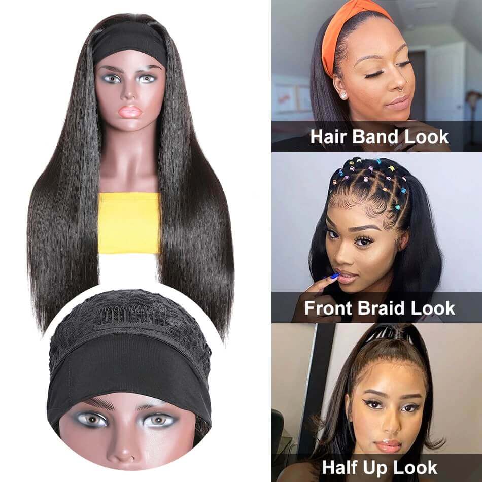 Affordable Silky Straight Human Hair Headband Wigs Glueless Beginner Friendly Wigs