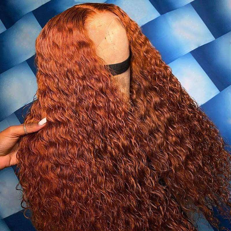 Ginger Orange Romantic Wave Lace Front Wigs 100% Human Hair Curly Wigs