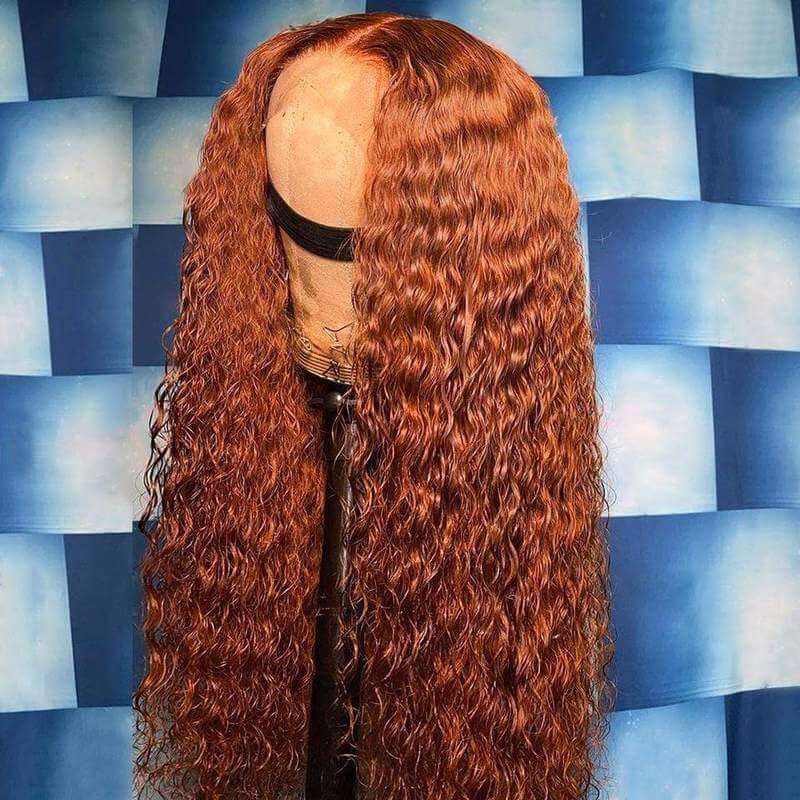 Ginger Orange Romantic Wave Lace Front Wigs 100% Human Hair Curly Wigs