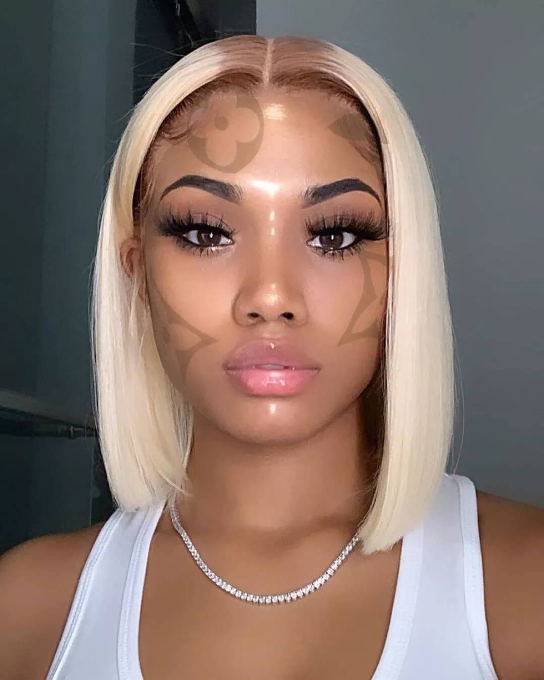 #4/613 Blonde Straight Bob Glueless Lace Front Wig Virgin Human Hair