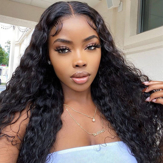 Natural Wave Virgin Hair 180% Density Transparent Lace Front Human Hair Wigs