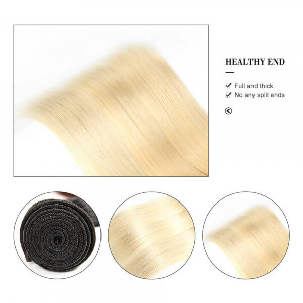 4pcs Bundles 1B/613 Blonde Virgin Hair Weave Straight 4 Bundles Deals