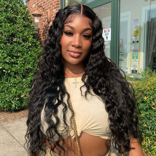 Affordable 20-30inch 150% Density Deep Wave 13x4 Lace Front Wigs with Baby Hair