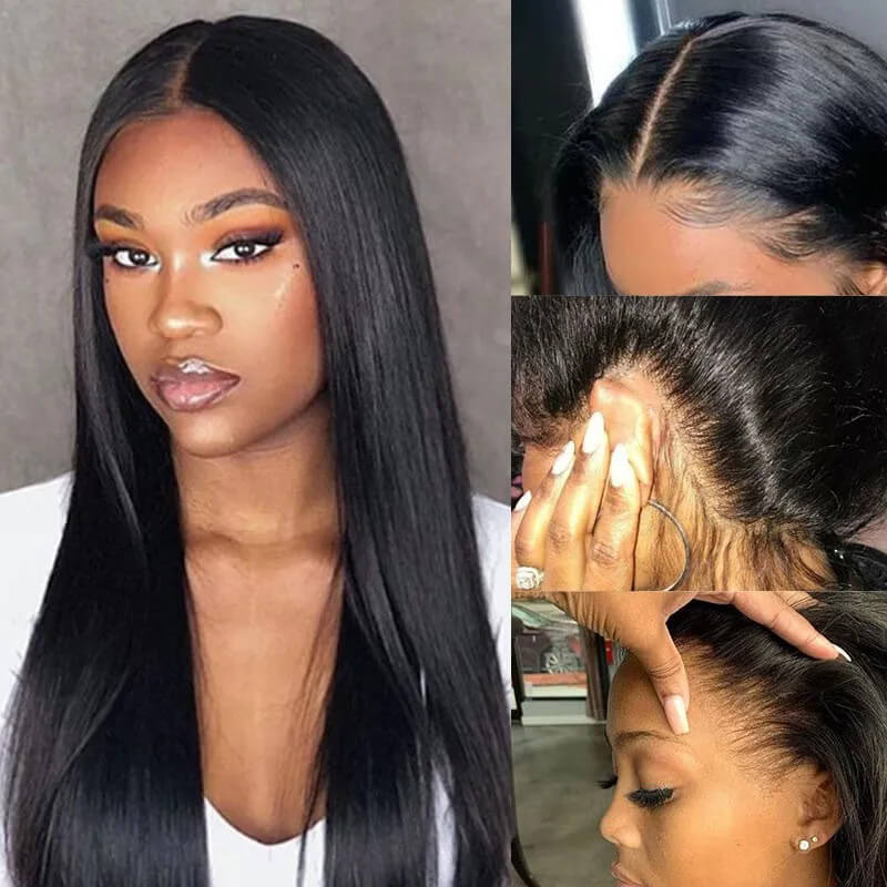 Straight 5x5 Closure 100% Virgin Human Hair Wigs Pre-Pluceked with Baby Hair