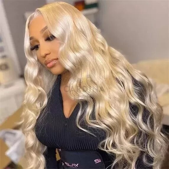 613 Blonde Long Loose Wave Human Hair 13x4 Wavy Lace Front Wigs with Baby Hair