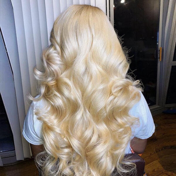 613 Blonde Long Loose Wave Human Hair 13x4 Wavy Lace Front Wigs with Baby Hair