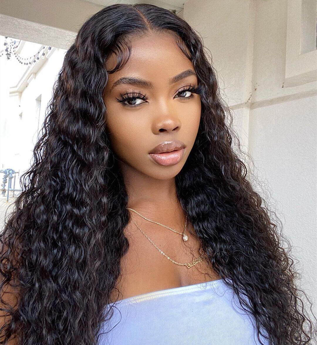 Natural Wave Virgin Hair 180% Density Transparent Lace Front Human Hair Wigs