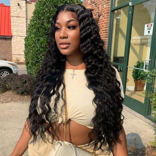 Affordable 20-30inch 150% Density Deep Wave 13x4 Lace Front Wigs with Baby Hair