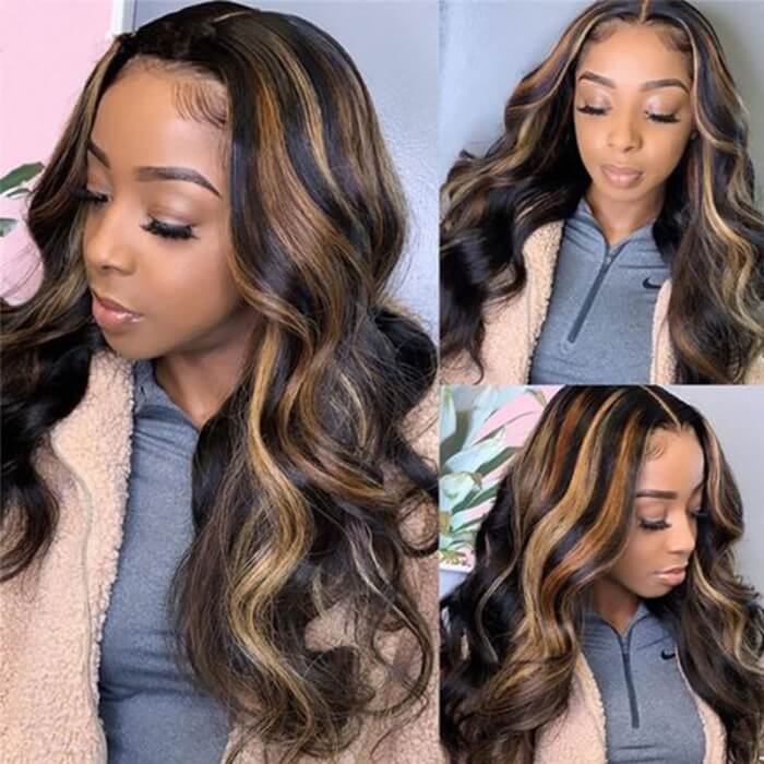 Flash Sale 30inch 150% Density Body Wave Highlight 13x4 Lace Front Wigs