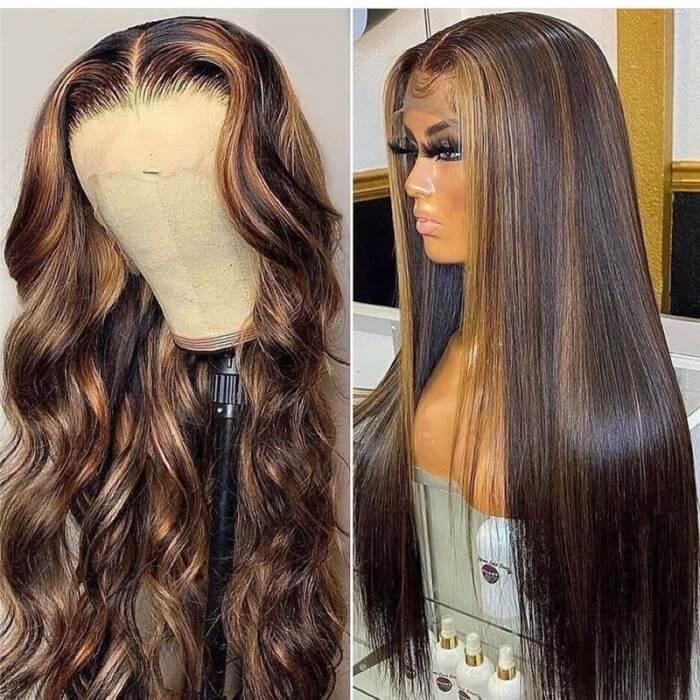 Flash Sale 30inch 150% Density Body Wave Highlight 13x4 Lace Front Wigs