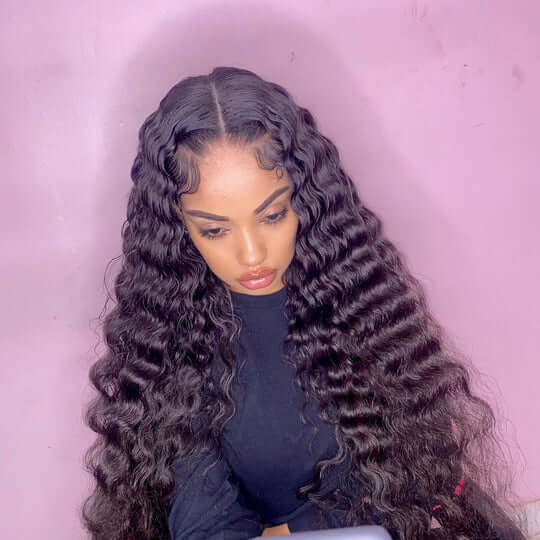 Affordable 20-30inch 150% Density Deep Wave 13x4 Lace Front Wigs with Baby Hair