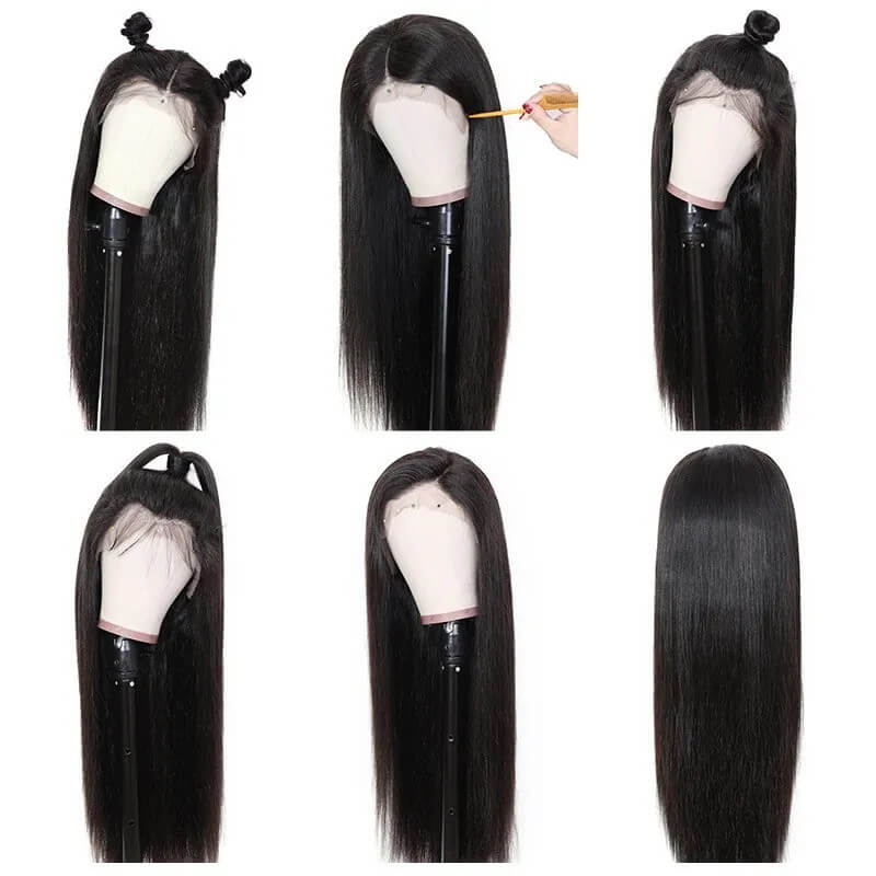 Straight 5x5 Closure 100% Virgin Human Hair Wigs Pre-Pluceked with Baby Hair