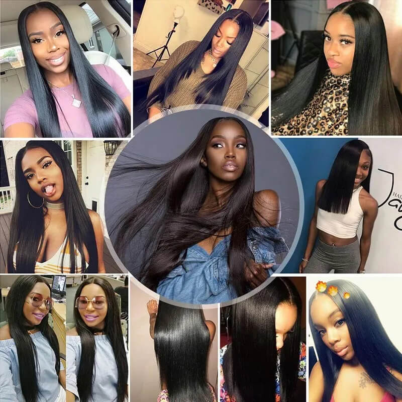 Straight 5x5 Closure 100% Virgin Human Hair Wigs Pre-Pluceked with Baby Hair