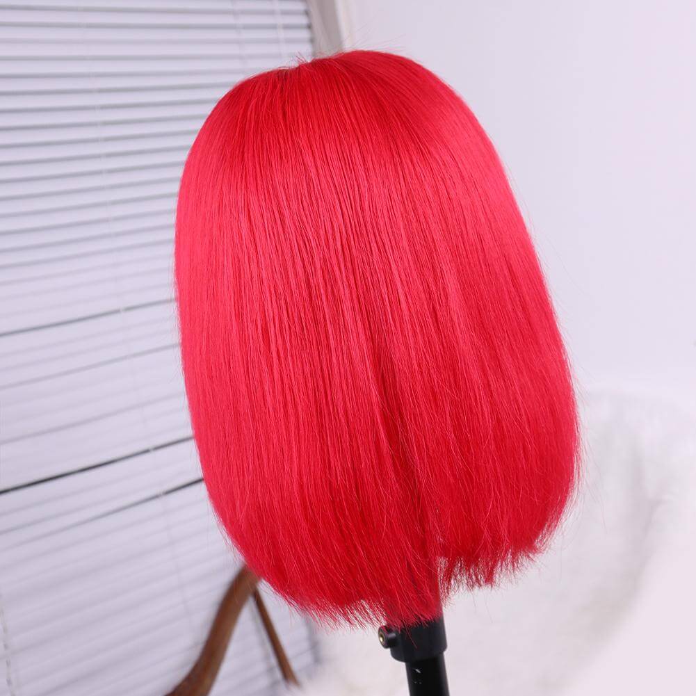 Luxurious Red Short Bob Lace Front Wigs 100% Virgin Human Hair Wigs