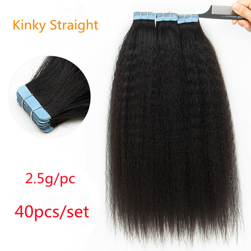 Wigssss Kinky Straight Tape In Human Hair Extensions Skin Weft Hair Extensions