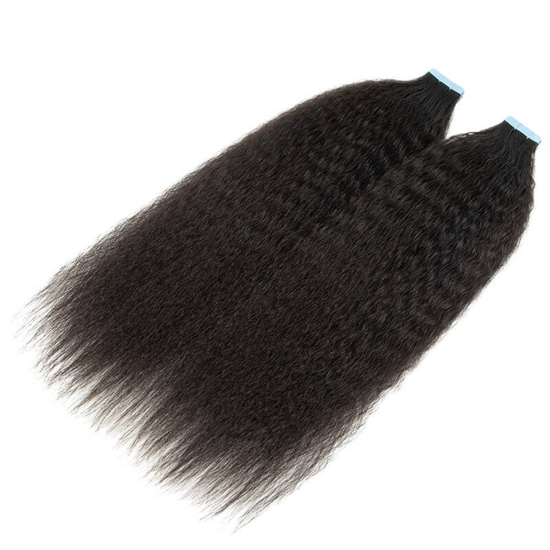 Wigssss Kinky Straight Tape In Human Hair Extensions Skin Weft Hair Extensions