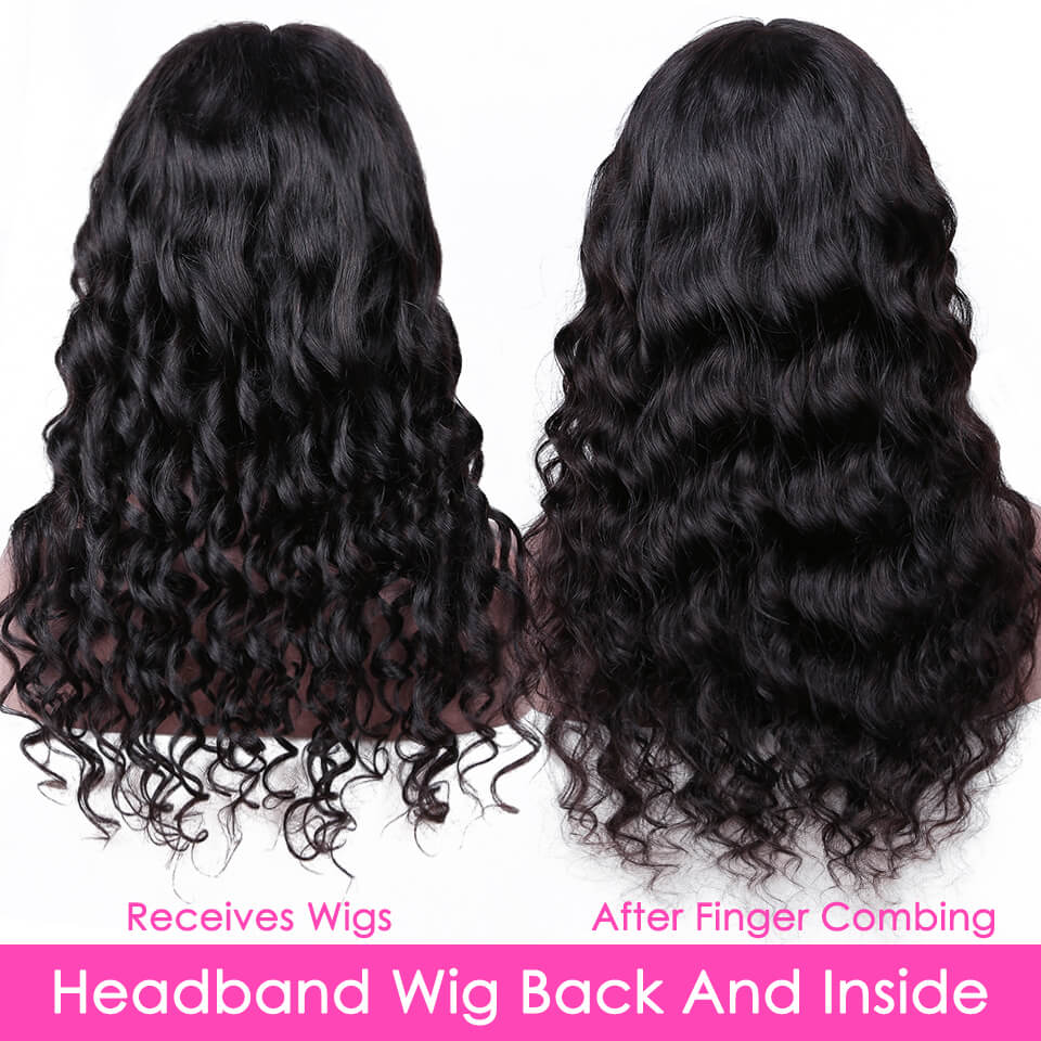 Affordable Beginner Friendly Glueless Wigs Water Wave Human Hair Headband Wigs