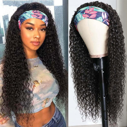 Affordable Beginner Friendly Wigs Glueless Curly Human Hair Headband Wigs