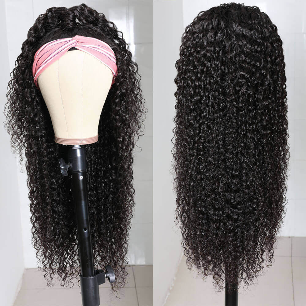 Affordable Beginner Friendly Wigs Glueless Curly Human Hair Headband Wigs