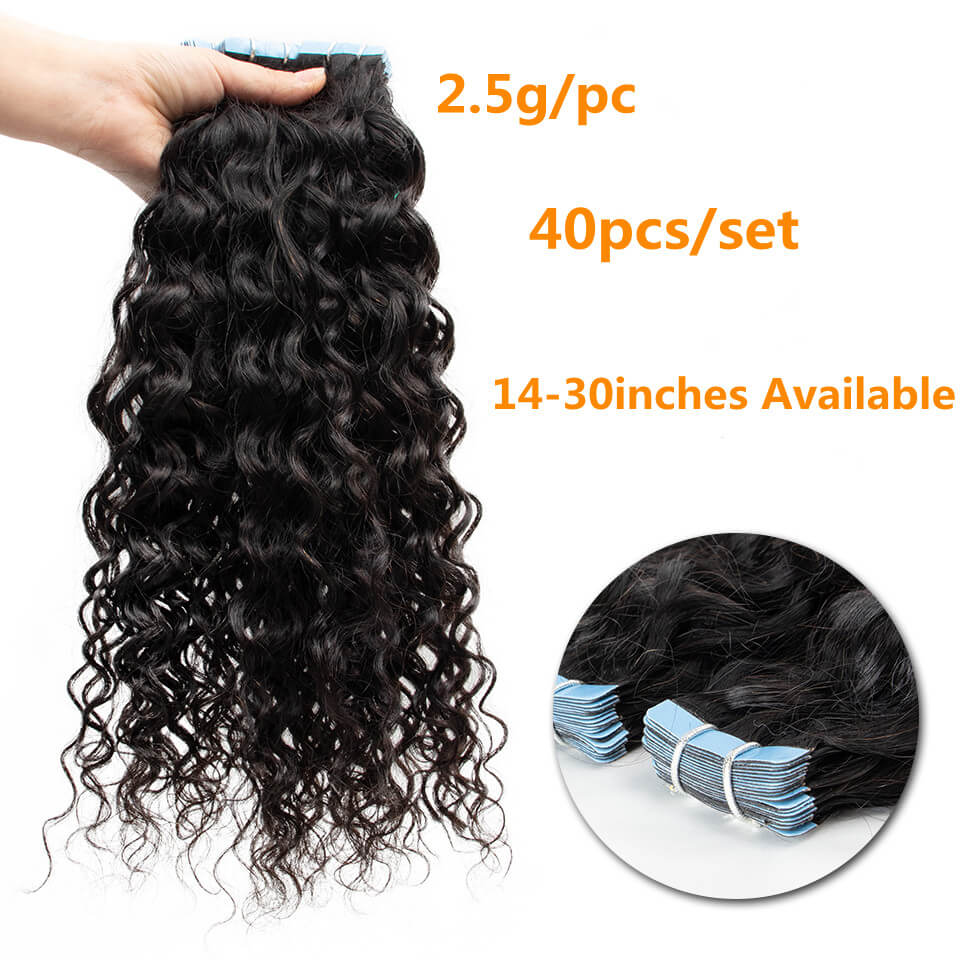 Wigssss Natural Wave Tape In Human Hair Extensions Skin Weft Hair Extensions