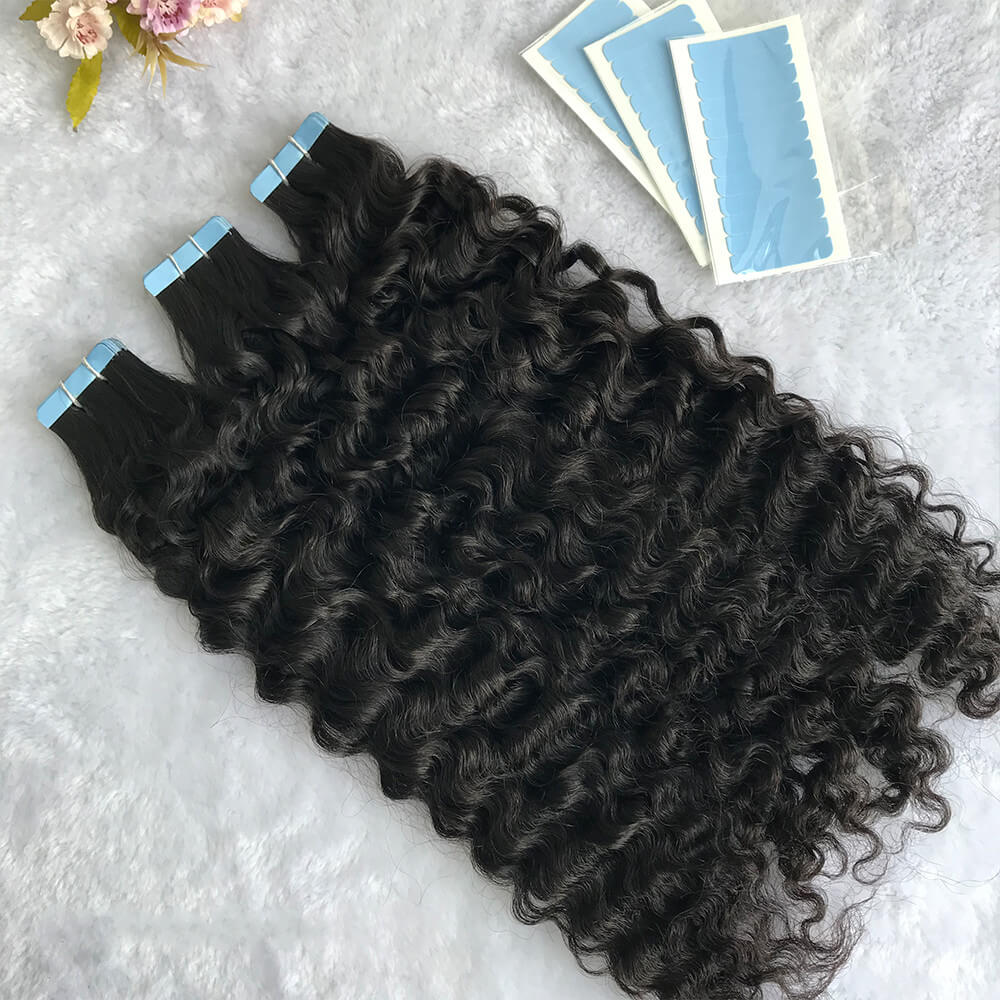 Wigssss Natural Wave Tape In Human Hair Extensions Skin Weft Hair Extensions