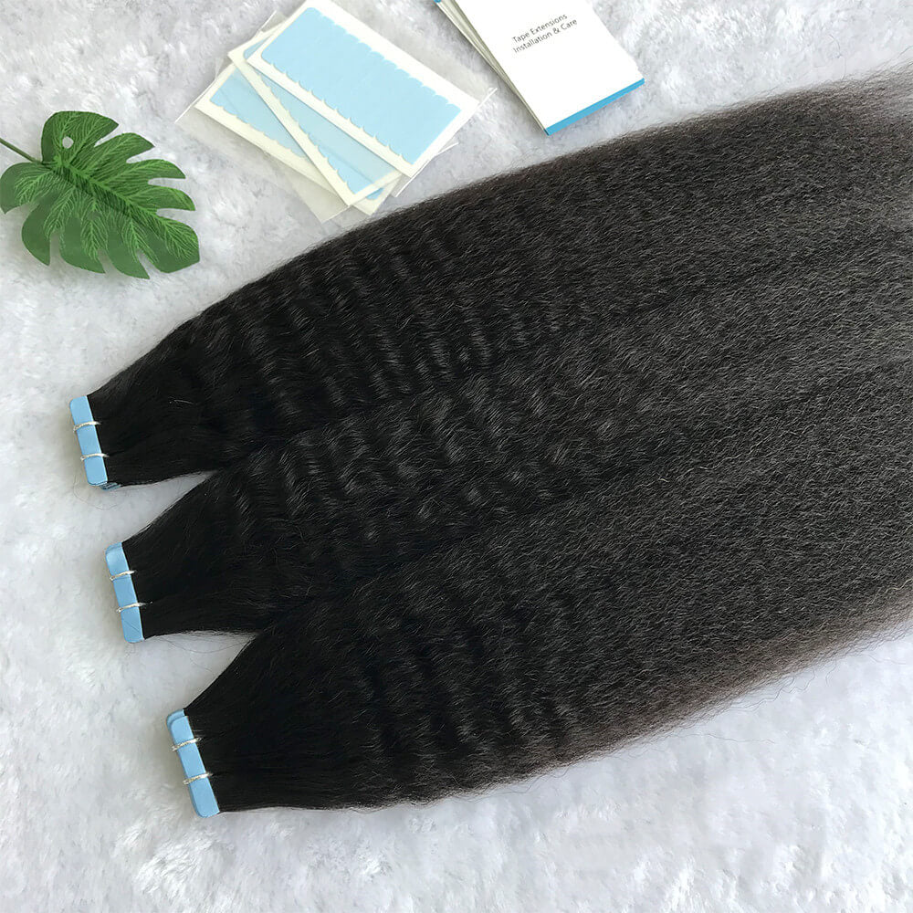 Wigssss Kinky Straight Tape In Human Hair Extensions Skin Weft Hair Extensions