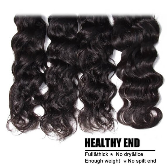 Natural Wave 3pcs Bundles with 4x4 Closure Remy Human Hair Weave with Closure