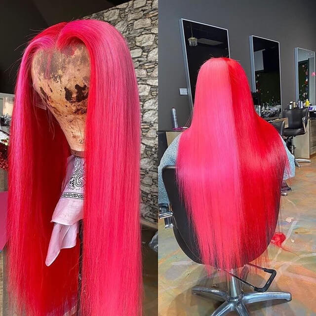 16-30Inch Half Blonde&Half Black/Half Pink&Half Red 13x4 Lace Front Wigs